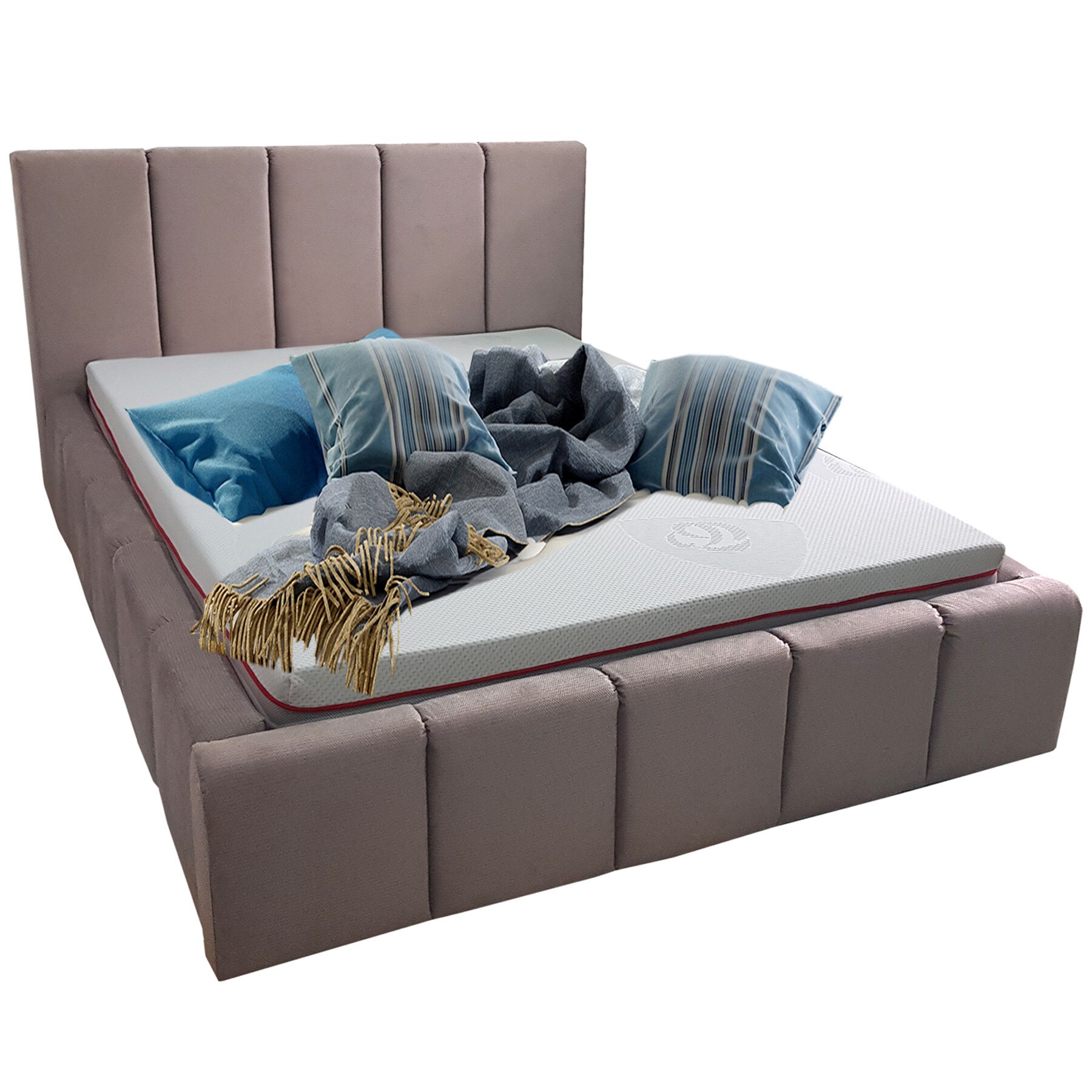 Pat Tapitat Genarom Edvige 180 BEG01 cu Leat Inclus, Pireus2, 226 x 203 x 95 cm